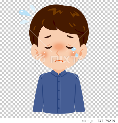 泣く男性の上半身イラスト 131179219