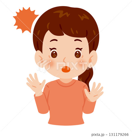 驚く女性の上半身イラスト 131179266