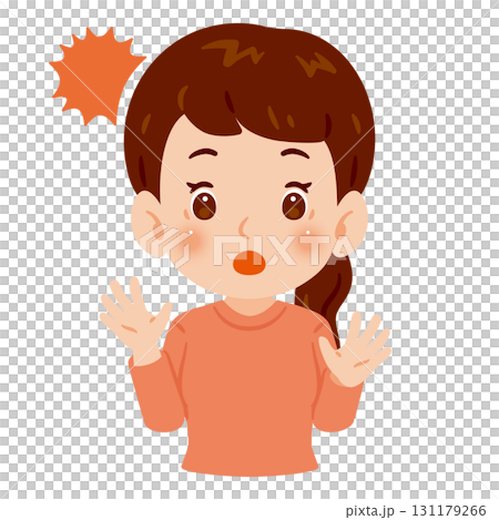 驚く女性の上半身イラスト 131179266