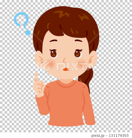 Upper body illustration of a woman with doubts Upper body illustration of a woman with doubts 131179303