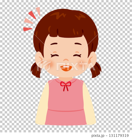 一個微笑的女孩的上身插圖 131179319