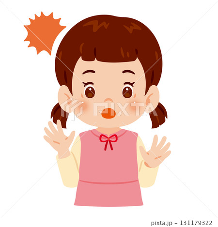 驚く女の子の上半身イラスト 131179322