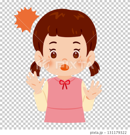 驚く女の子の上半身イラスト 131179322