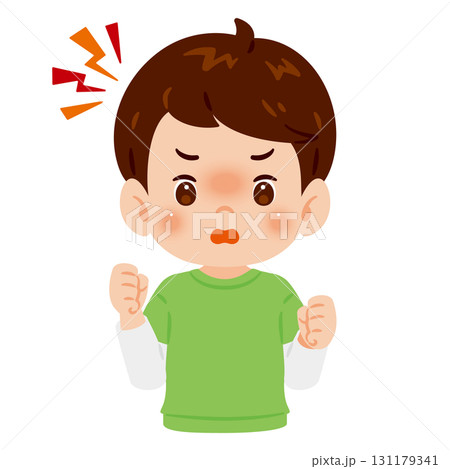 怒る男の子の上半身イラスト 怒る男の子の上半身イラスト 131179341