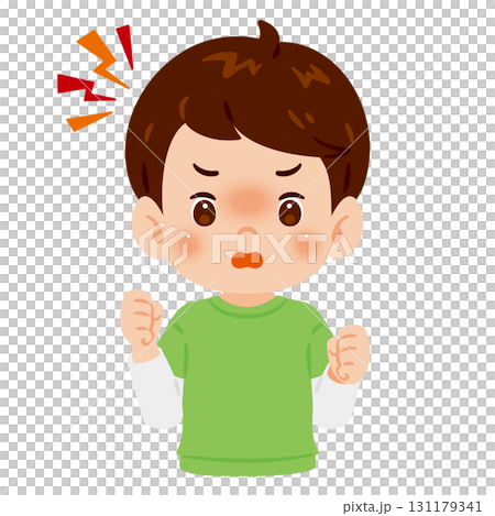 怒る男の子の上半身イラスト 怒る男の子の上半身イラスト 131179341