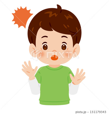 驚く男の子の上半身イラスト 131179343