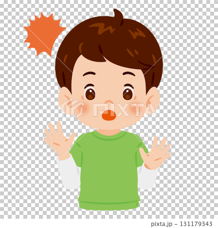 驚く男の子の上半身イラスト 131179343