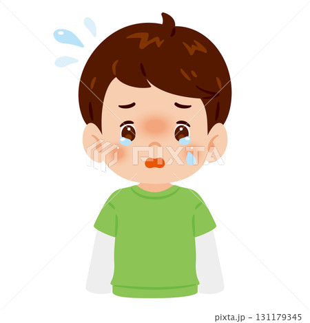 泣く男の子の上半身イラスト 131179345