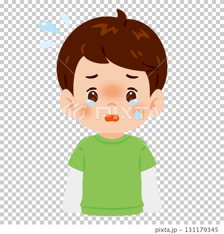 泣く男の子の上半身イラスト 131179345