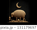 Eid Al-Adha: sacred feast, Bakrid ritual, Haji prayer, Qurban moment, global holiday, Islamic joy, religious devotion, Bakra tradition, festive unity, spiritual offering, celebratory event. 131179697