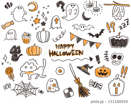 落書き風ハロウィンのイラストセット 131180058