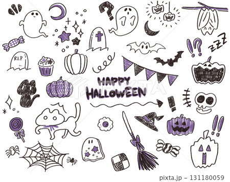 落書き風ハロウィンのイラストセット 131180059