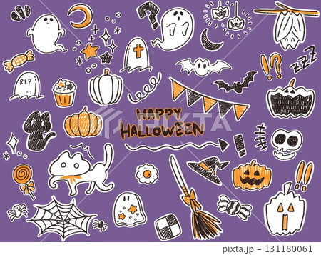 落書き風ハロウィンのイラストセット 131180061