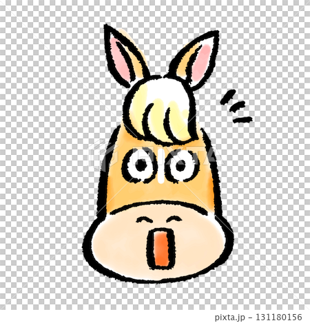 ビックリした馬の顔の手書きイラストのイラスト素材 [131180156] - PIXTA