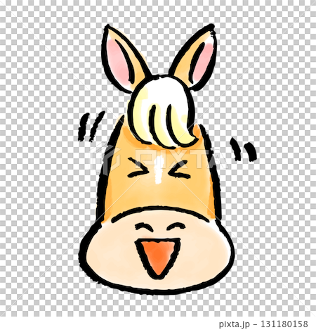 Hand-drawn illustration of a smiling horse's face Hand-drawn illustration of a smiling horse's face 131180158
