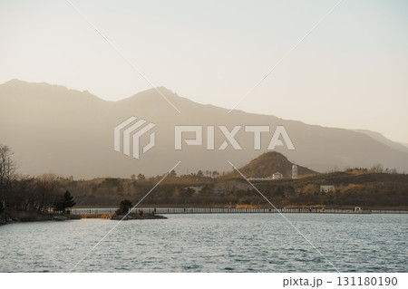 Golden Sunset and Mountains at Yeongrang Lake, Sokcho, South Korea Golden Sunset and Mountains at Yeongrang Lake, Sokcho, South Korea 131180190