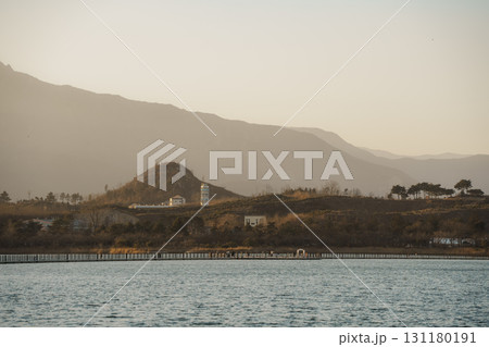 Golden Sunset and Mountains at Yeongrang Lake, Sokcho, South Korea Golden Sunset and Mountains at Yeongrang Lake, Sokcho, South Korea 131180191