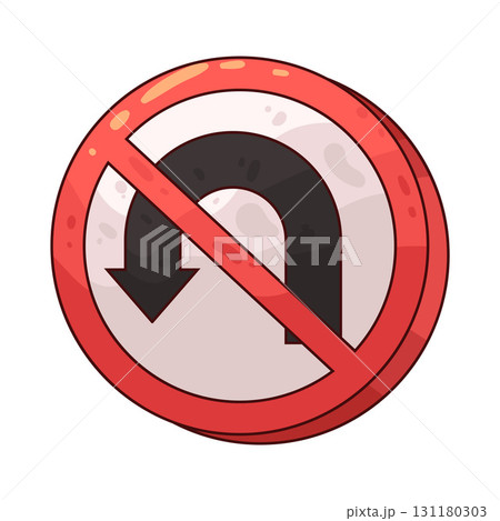 illustration of no U-turn sign 131180303