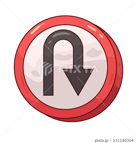 illustration of U-turn sign 131180304