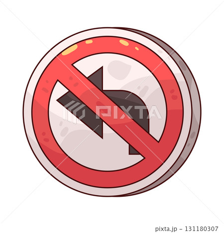 illustration of no left turn sign 131180307