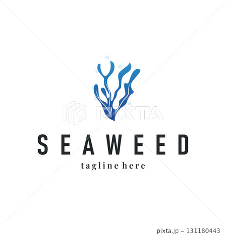 seaweed logo with a simple minimalist concept of ocean plant fish, design, symbol, illustration, template seaweed logo with a simple minimalist concept of ocean plant fish, design, symbol, illustration, template 131180443