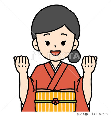 仲居さんがガッツポーズをしている 仲居さんがガッツポーズをしている 131180489