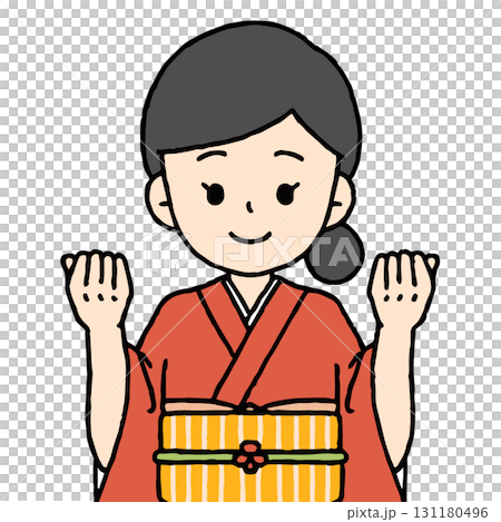 仲居さんがガッツポーズをしている 131180496