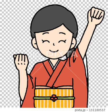 The waitress is pumping her fist in the air. The waitress is pumping her fist in the air. 131180537