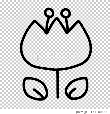 Hand-drawn line drawing of a cute tulip 131180656