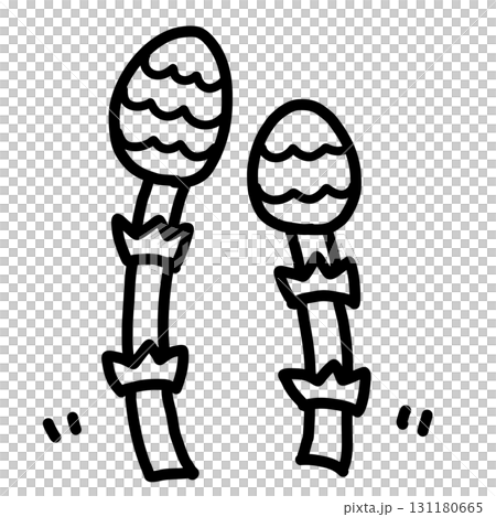 Hand-drawn line drawing of a cute horsetail 131180665