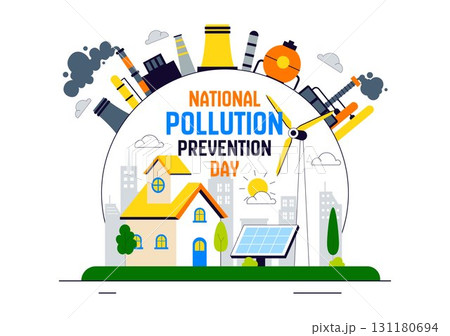 National Pollution Prevention Day Vector Illustration for Awareness Campaign, Featuring Factory Emissions, Forest Damage, and Vehicle Pollution Issues 131180694