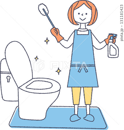 トイレ掃除をする女性 131181423