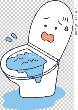 Clogged and overflowing toilet 131181428