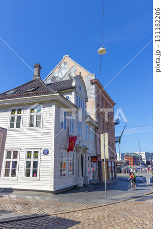 Bergen, Norway - June 11,2022 : Street view in downtown of Bergen in Bergen, Norway on June 11,2022. Bergen, Norway - June 11,2022 : Street view in downtown of Bergen in Bergen, Norway on June 11,2022. 131182206