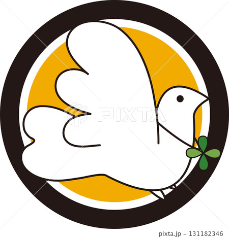 ロゴ,円,ハト,はと,鳩,四葉,四つ葉,よつば,荷物,配送,運送 131182346