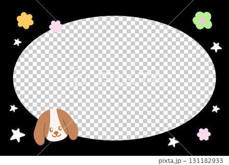 Cute black frame with puppy, stars, flower for polaroid frame, animal, social media, poster, post card, rectangle ad template, book cover, sticky note, banner, name tag, paper, pet, vet, dog lovers Cute black frame with puppy, stars, flower for polaroid frame, animal, social media, poster, post card, rectangle ad template, book cover, sticky note, banner, name tag, paper, pet, vet, dog lovers 131182933
