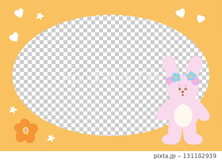 Cute orange frame with bunny, flower, heart for polaroid frame, animal, social media, poster, post card, rectangle ad template, book cover, sticky note, banner, name tag, paper, pet, vet, happy easter Cute orange frame with bunny, flower, heart for polaroid frame, animal, social media, poster, post card, rectangle ad template, book cover, sticky note, banner, name tag, paper, pet, vet, happy easter 131182939