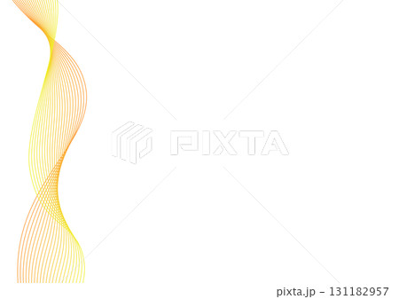 オレンジ黄色のウェーブ線ライン背景素材イラスト　きれいグラデーションA4表紙デザイン　ベクターpng 131182957