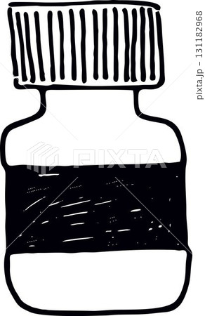 Glass small retro bottle linear drawing 131182968