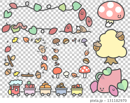 かわいい秋のおたより用フレームセット 131182970