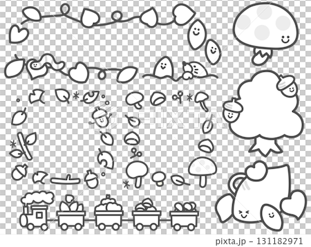 Cute autumn monochrome frame set for letters 131182971