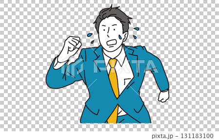 一位男性商務人士匆忙奔跑的插圖素材 一位男性商務人士匆忙奔跑的插圖素材 131183100