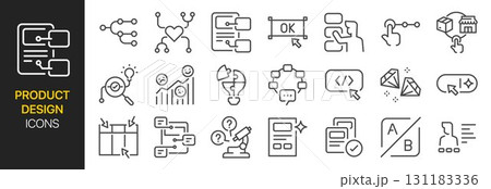 Product design icon set. It included UX, UI, online, customer experience, and more icons. Editable Vector Stroke. 131183336