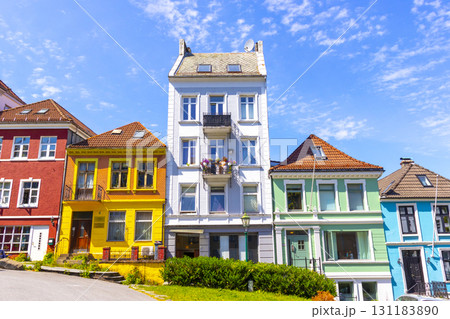 Bergen, Norway - June 11,2022 : Street view in downtown of Bergen in Bergen, Norway on June 11,2022. Bergen, Norway - June 11,2022 : Street view in downtown of Bergen in Bergen, Norway on June 11,2022. 131183890