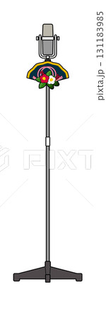 椿の正月飾りのサンパチマイク（黒金扇） 131183985