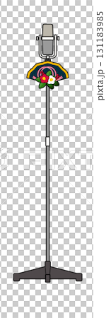 椿の正月飾りのサンパチマイク（黒金扇） 131183985