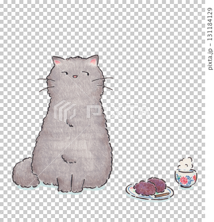 貓和飯糰的插圖 貓和飯糰的插圖 131184129