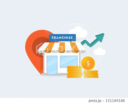 Franchise model supports franchising business branch expansion where small enterprise grows into retail store chain. Expansion planning, e-commerce company franchising strategy vector illustration Franchise model supports franchising business branch expansion where small enterprise grows into retail store chain. Expansion planning, e-commerce company franchising strategy vector illustration 131184186