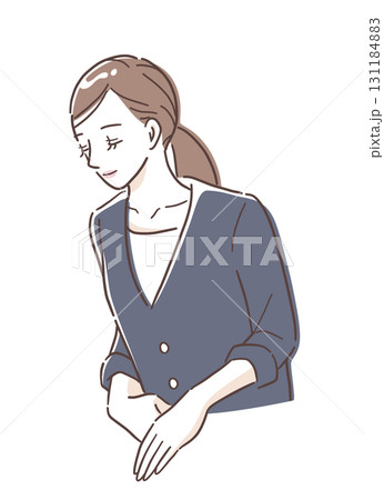 お辞儀をするスーツ姿の女性のイラスト素材 お辞儀をするスーツ姿の女性のイラスト素材 131184883