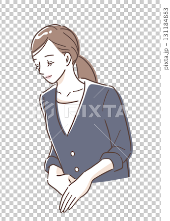 穿著西裝鞠躬的女人的插圖素材 穿著西裝鞠躬的女人的插圖素材 131184883